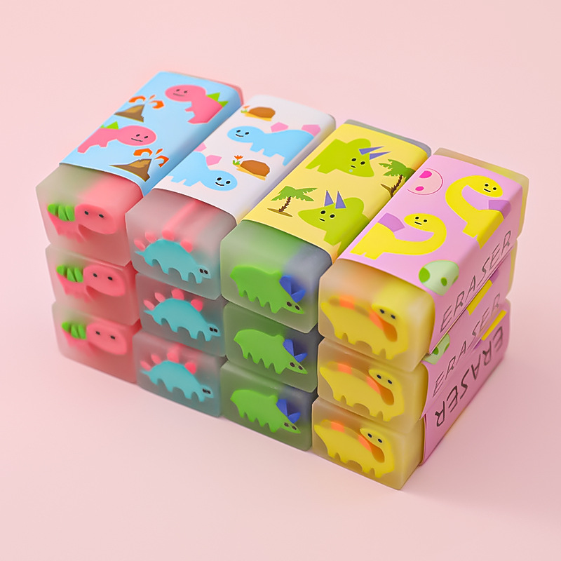 Creative Easy Clean Funny 4B Cartoon Cute Candy dinosaur Soft Erasers For Kids Rubber Kawaii Stationery School Office Supplies