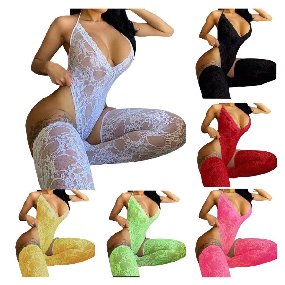 Women Lace onesie sexy valentines day lingerie two piece set teddies lingerie