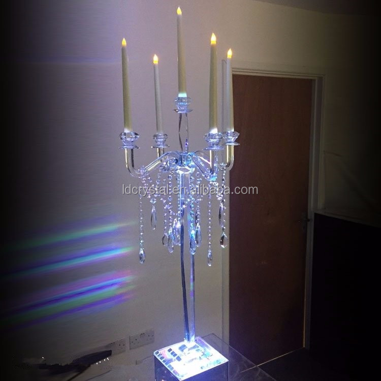 Tall 5 arms crystal candelabra wedding table centerpieces for wedding decoration