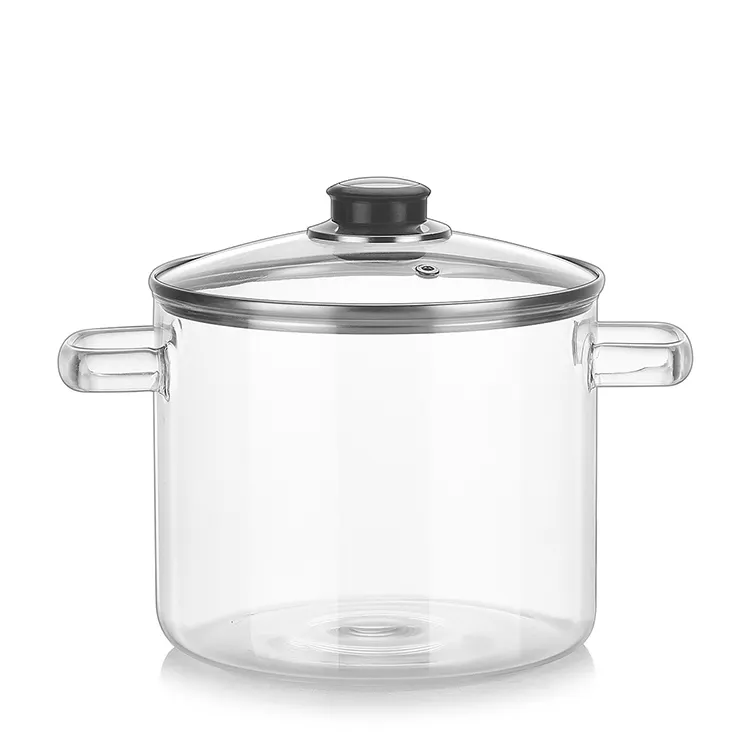 Hot Sale 2000ml Heat-resistant borosilicate Glass Stovetop Cooking Pot Pan with Lid