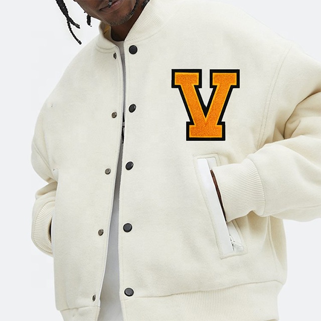 2021 Logo patches spring jacket truckers fleece letterman custom varsity jacket for men