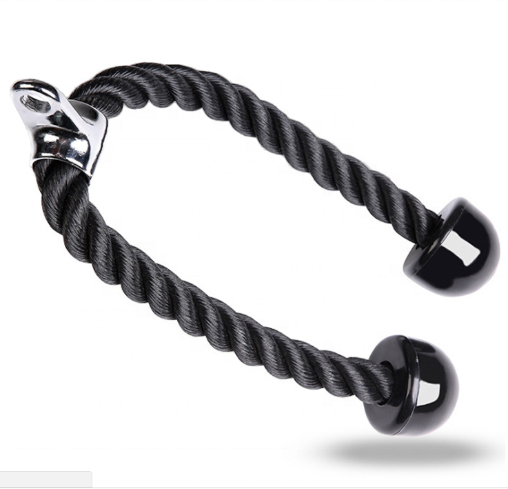 Low MOQ Heavy Duty Pull Down Triceps Gym Rope Solid Rubber Ends Training Accessories Pull Down Handle Bar Tricep Rope