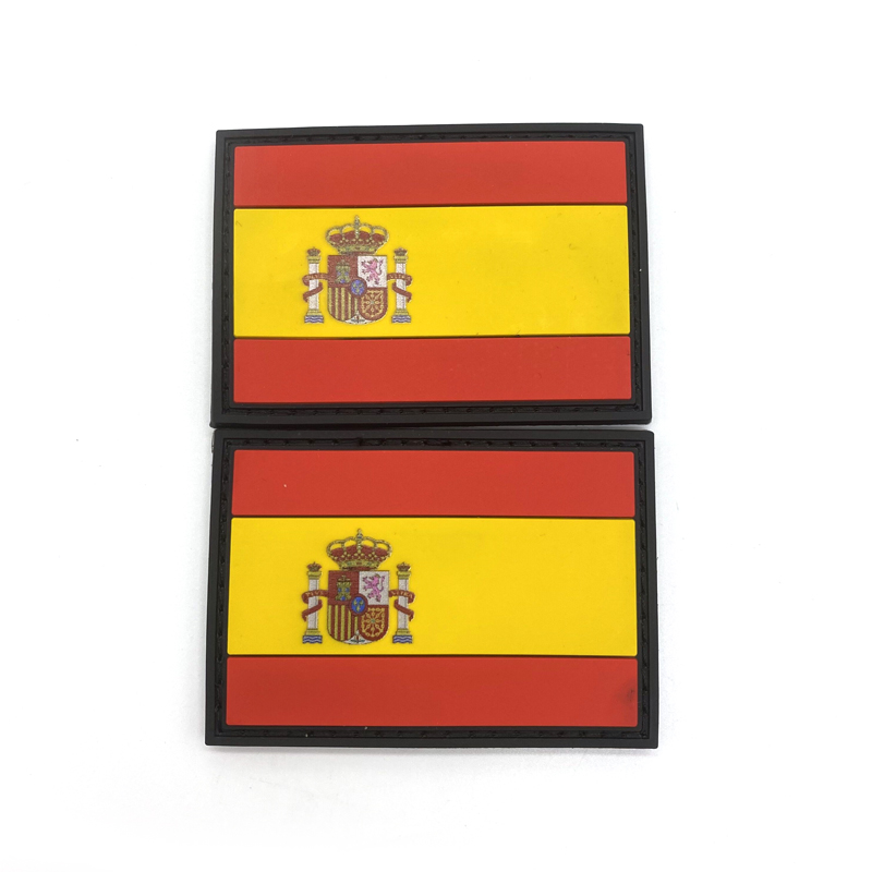 Spain Spanish Flags Pride Rubber Flag Rubber Silicone Soft Patches PVC Patch for Backpack Hat Team