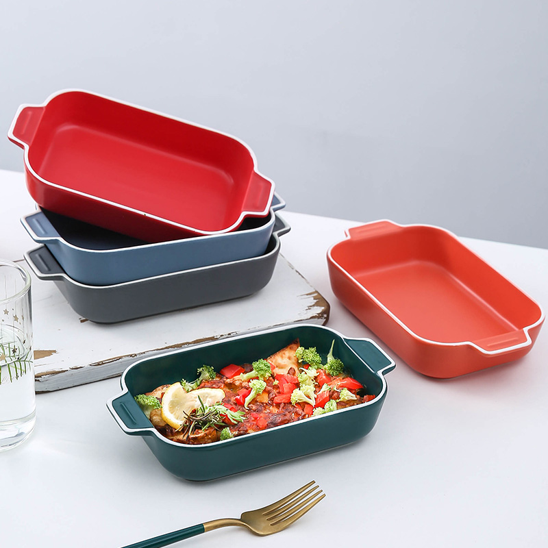 7 inch Microwave Oven Heat Resistant Rectangular Baking plate Set Kitchen Accessories Porcelain Baking Dishes Ceramic bakeware