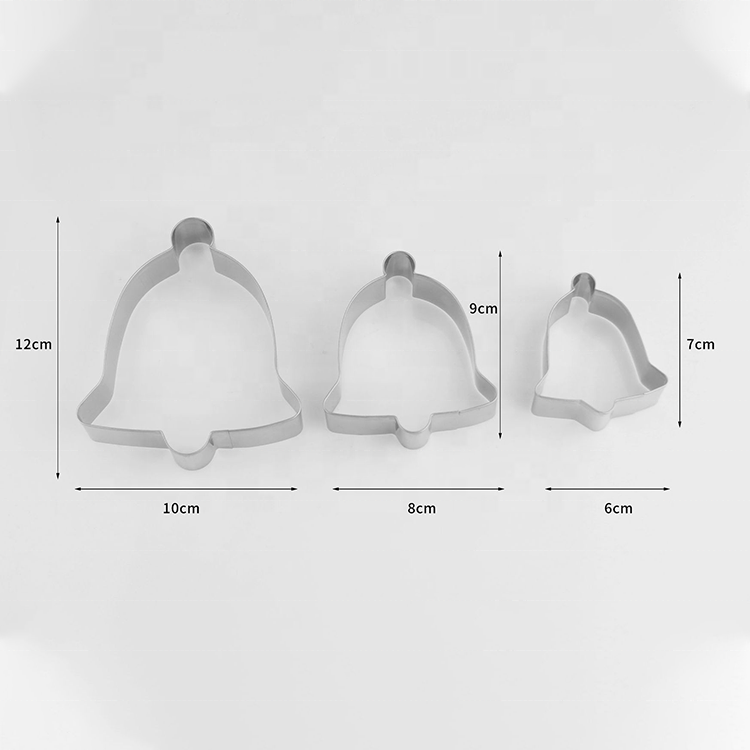 Custom 3D Bakeware Christmas Bell Shape Cookie Cutters Stainless Steel Baking Tools