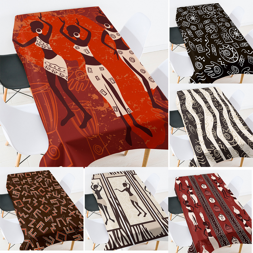 Ethnic Style African National Stripe Car Geometric Yellow Home Polyester Tablecloth