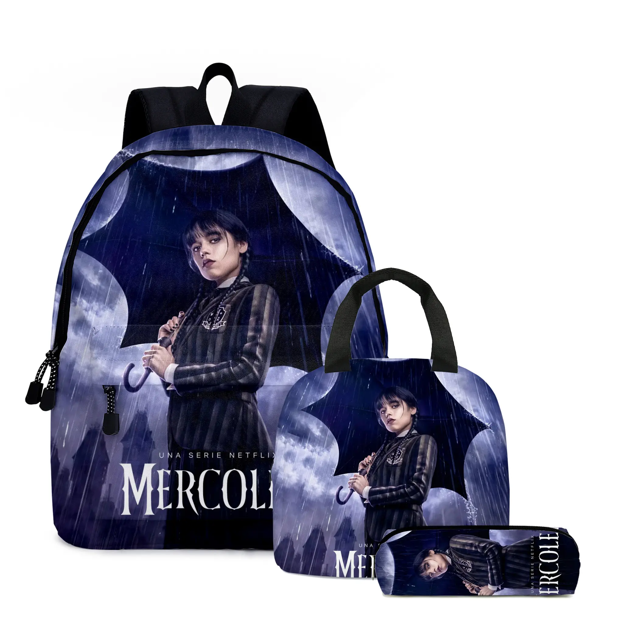 Wednesday Addams Family Primary Backpack And Secondary School Schoolbag Children's Backpack With Lunch Box Backpack