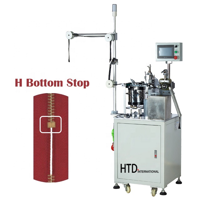 HTD High Efficient Fully Automatic Metal Zipper H Type Bottom Stop Machine For Closed-End Finished Zippers Making