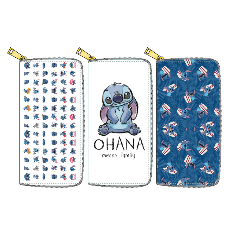 Fashion PU PVC Materials Wallets Child Coin Purse Long Money Clip Lilo and Stitch Zipper Wallet For Kid And Boy Gifts