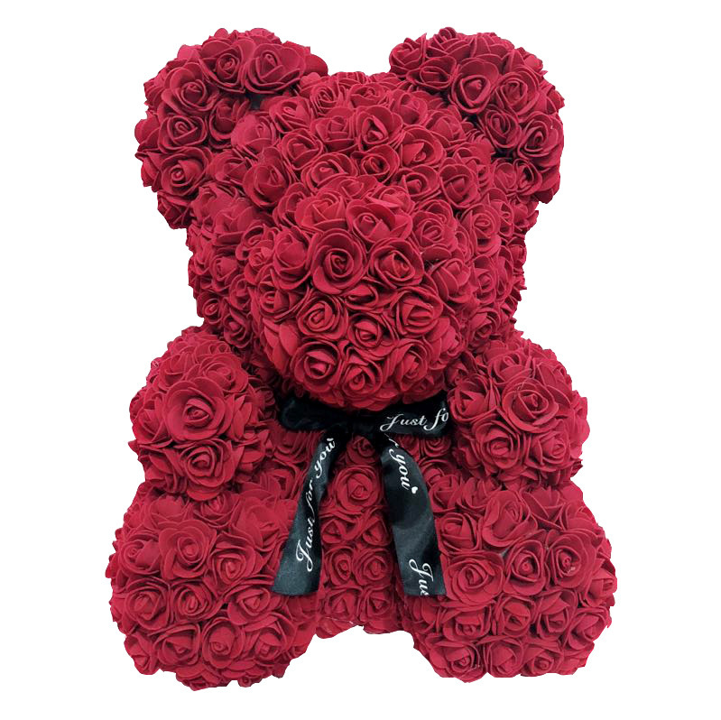 2021 Amason Hot Valentine Gift Artificial Plastic Flower 25 cm Big Rose Teddy Bear 40 cm With Box