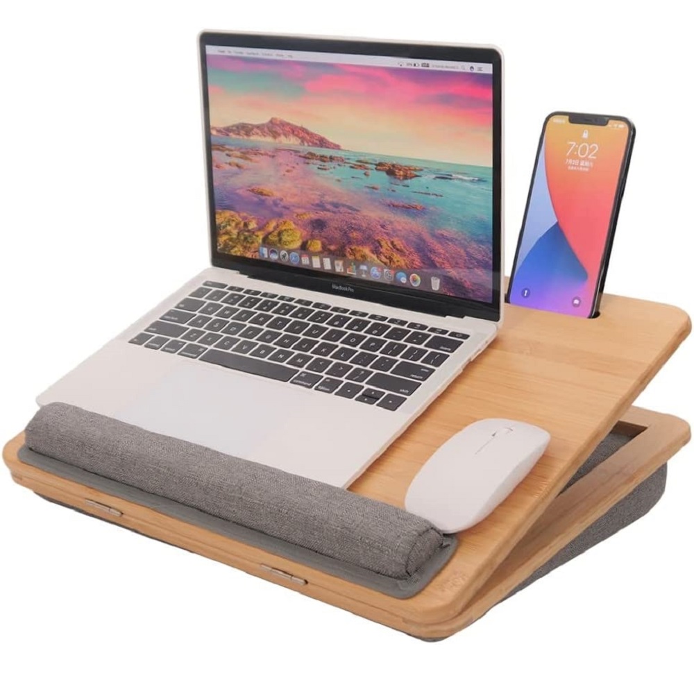 Natural bamboo laptop desk Portable adjustable panel Tilt laptop bed Laptop desk for Home office sofa