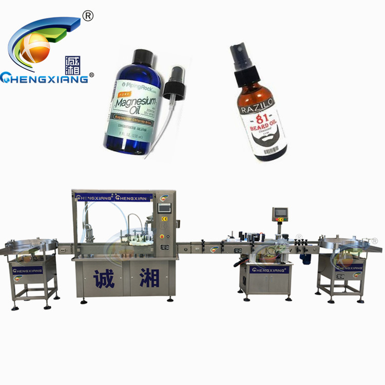Easily adjust automatic 30ml 60ml cbd hemp oil spray bottle filling and capping machine alcohol spray filling line