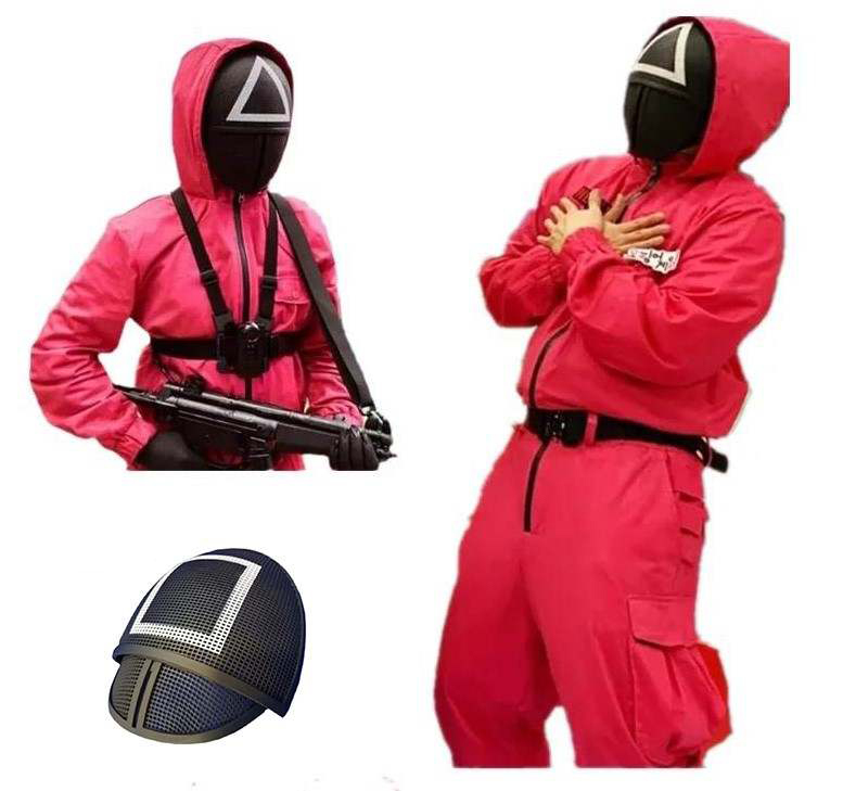 New squid game costume Red Jumpsuits Mask Set COS Disguise Korean Drama Halloween Christmas Horror Dress Up tv & movie costumes