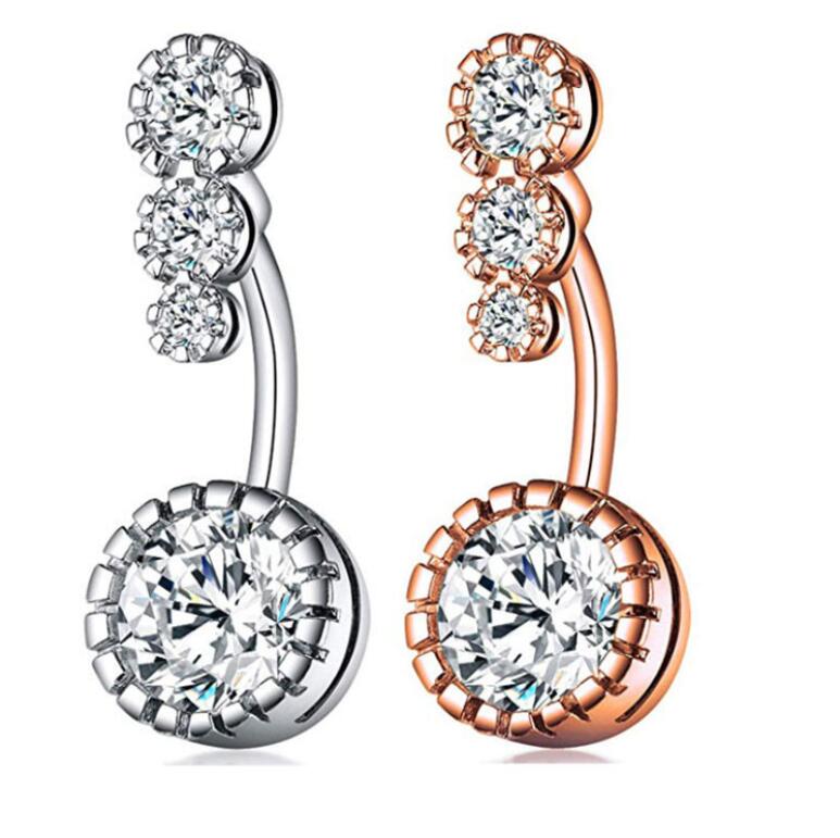 Crystal Belly Button Rings Navel Ring Zircon Drop Dangle Body Belly Piercing Jewelry for Women Beach Belly Navel Rings