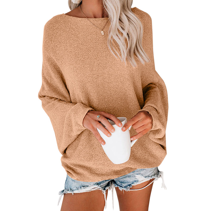 Женщины wrated Casual Crew Neck Solid с длинным рукавом Knit Sweater