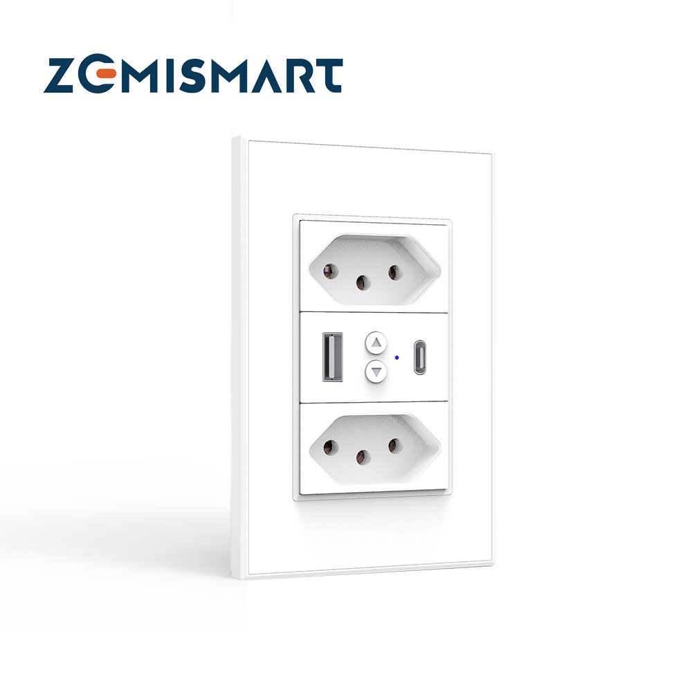 Настенная розетка Zemismart Smart BR Plug Google Home Alexa Tomada Inteligente Wi-Fi Tuya Brazil intelbra Plugue 13A Tomada USB