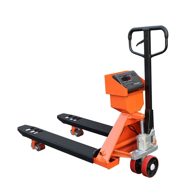 High quality 2ton hydraulic hand forklift straddle pallet truck with weight scale