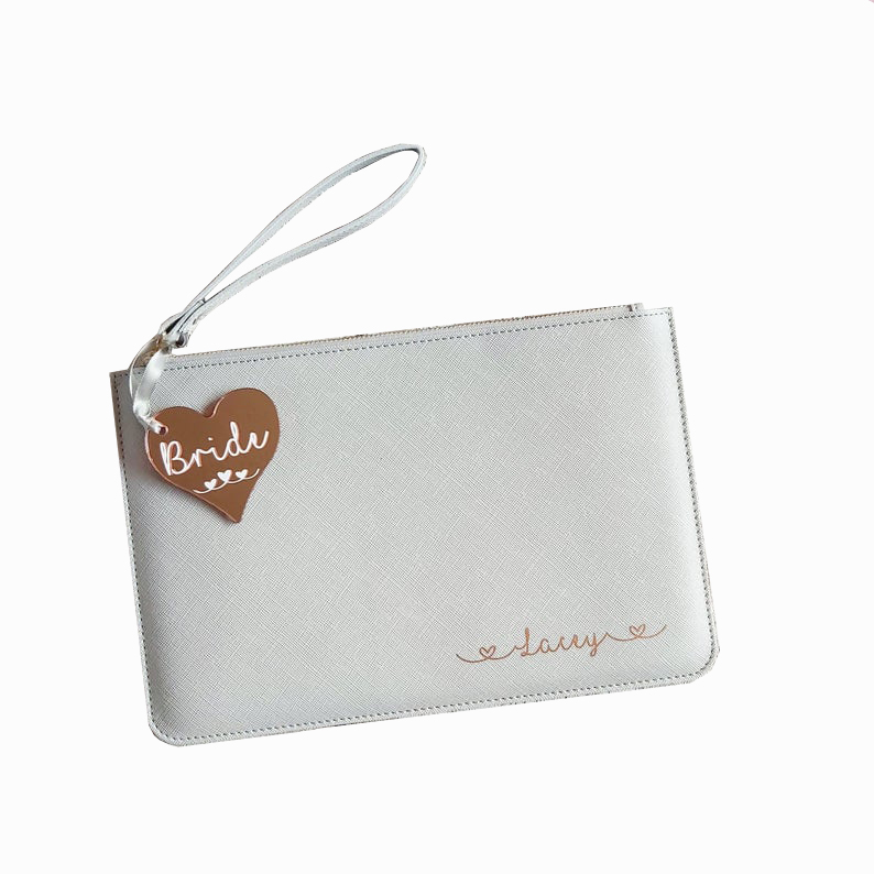 Wholesale fashion pu leather zipper clutch bag for bridesmaid