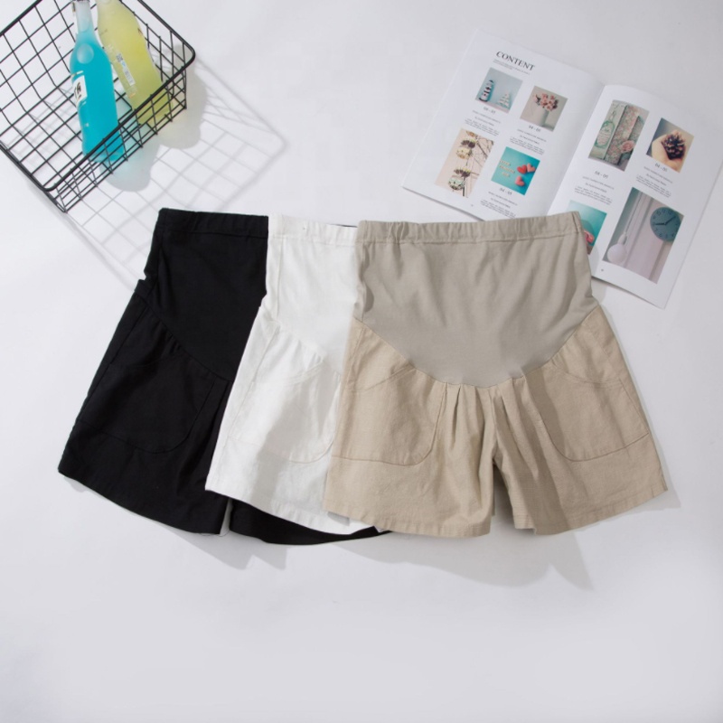 Summer Maternity Shorts Women Pregnancy Pants Adjustable Waist Band Cotton and linen fabric Loose Style M to XXXL