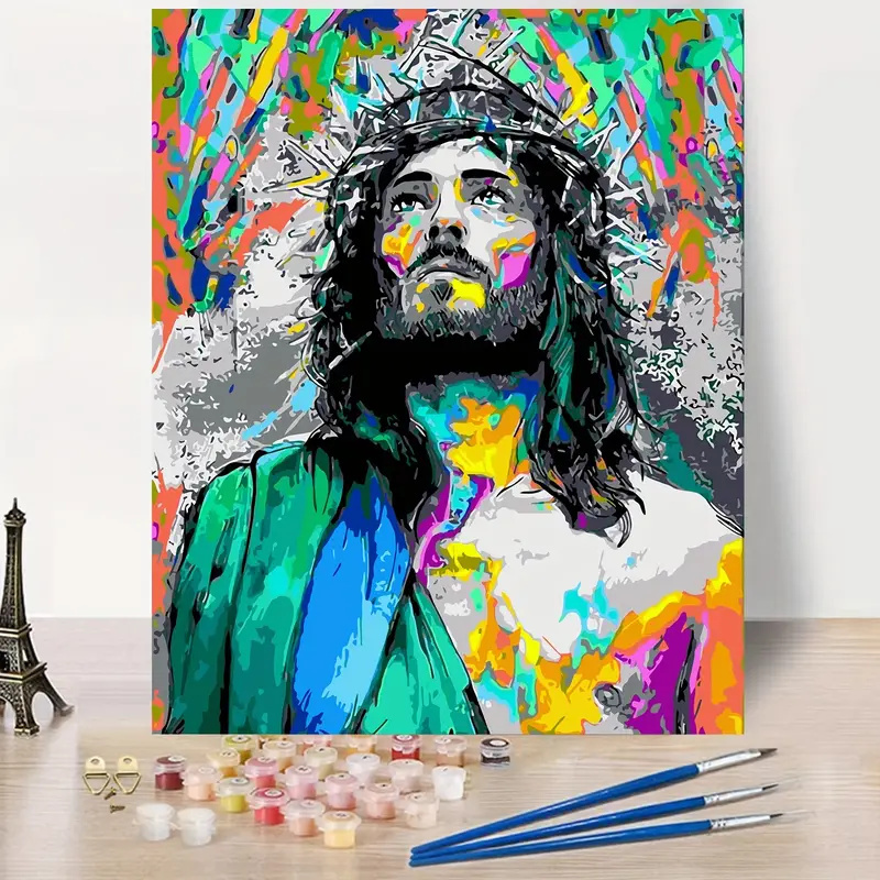 Diy Painting Set Adult Paint By Number Jesus Portrait Painting Christ Acrylic Painting Kit For Holiday Present Wall Decoration