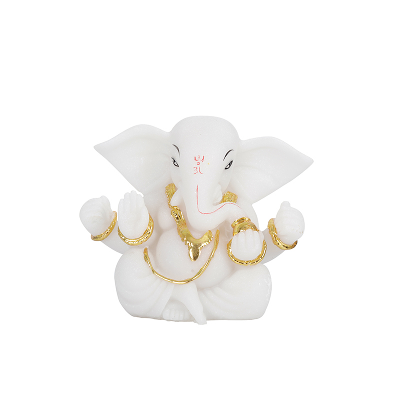 New Design Resin Hindu Gods Ganesha Statue Sculpture Mini Lord Gold Plated Ganesha Statue