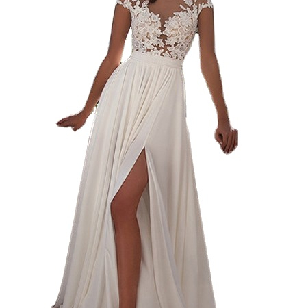 2021 European and American foreign trade new wedding dress sexy lace split evening dress