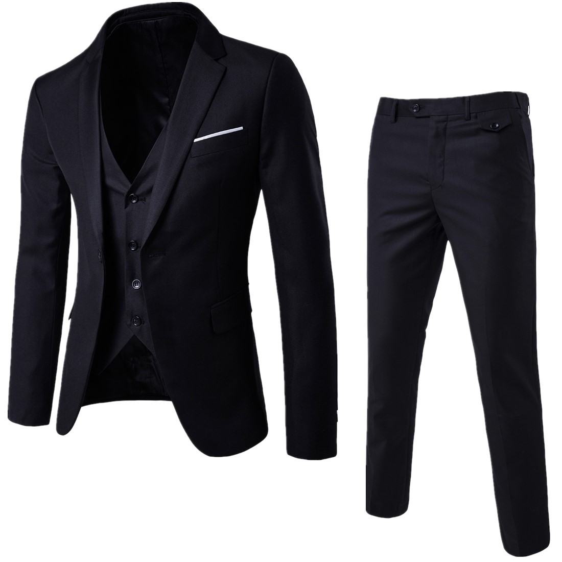 Мужской Slim Fit костюм Блейзер смокинг жилет и брюки; Комплект одежды из 3 предметов