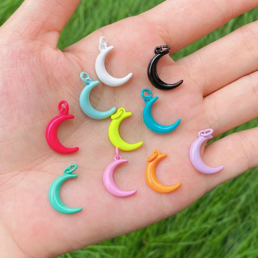 Enameled Plating Moon Pendant Charm Jewelry For Women