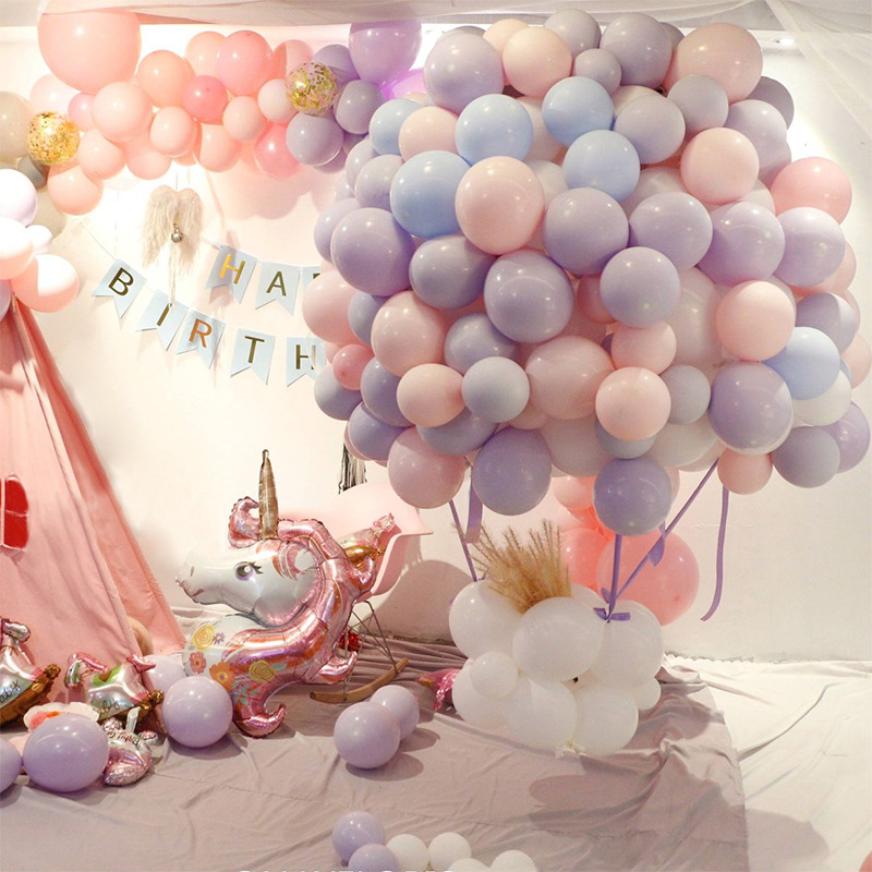 100pcs 10inch Thickened Wedding Birthday Decoration Candy Macaron Color Double-Layer Latex Balloon Balloon Arch Set