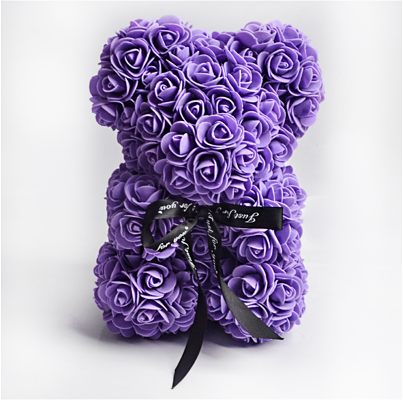 DIY Teddy Rose 25 cm With Box Artificial PE Flower Bear Rose Valentine's Day For Women Girlfriend Wife Mother's Day Gifts