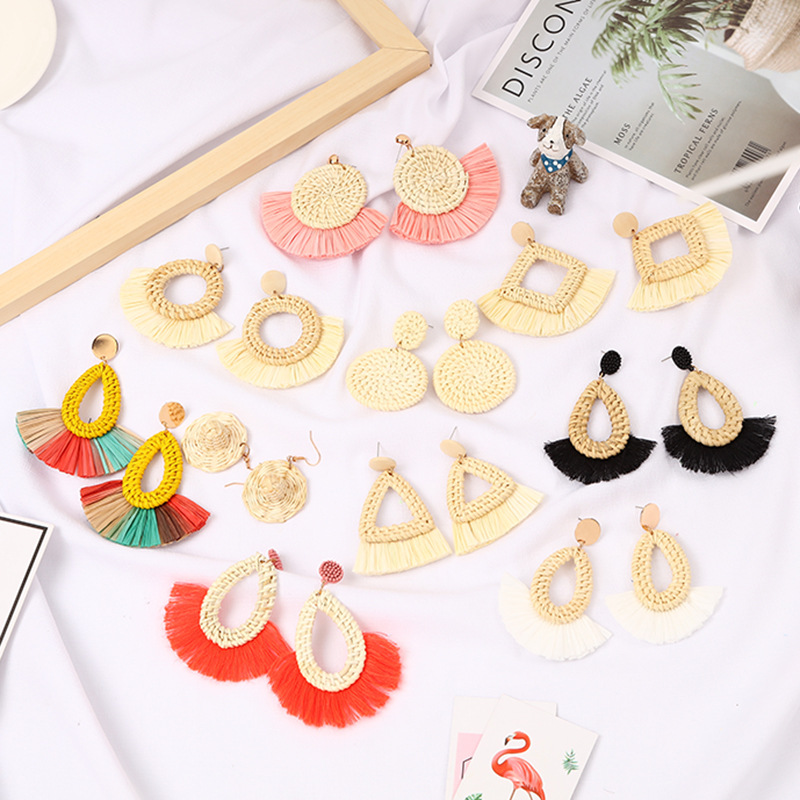 Hot Sale Bohemian Jewelry Fashion hollow round Women Boho Tassel Earrings For Women