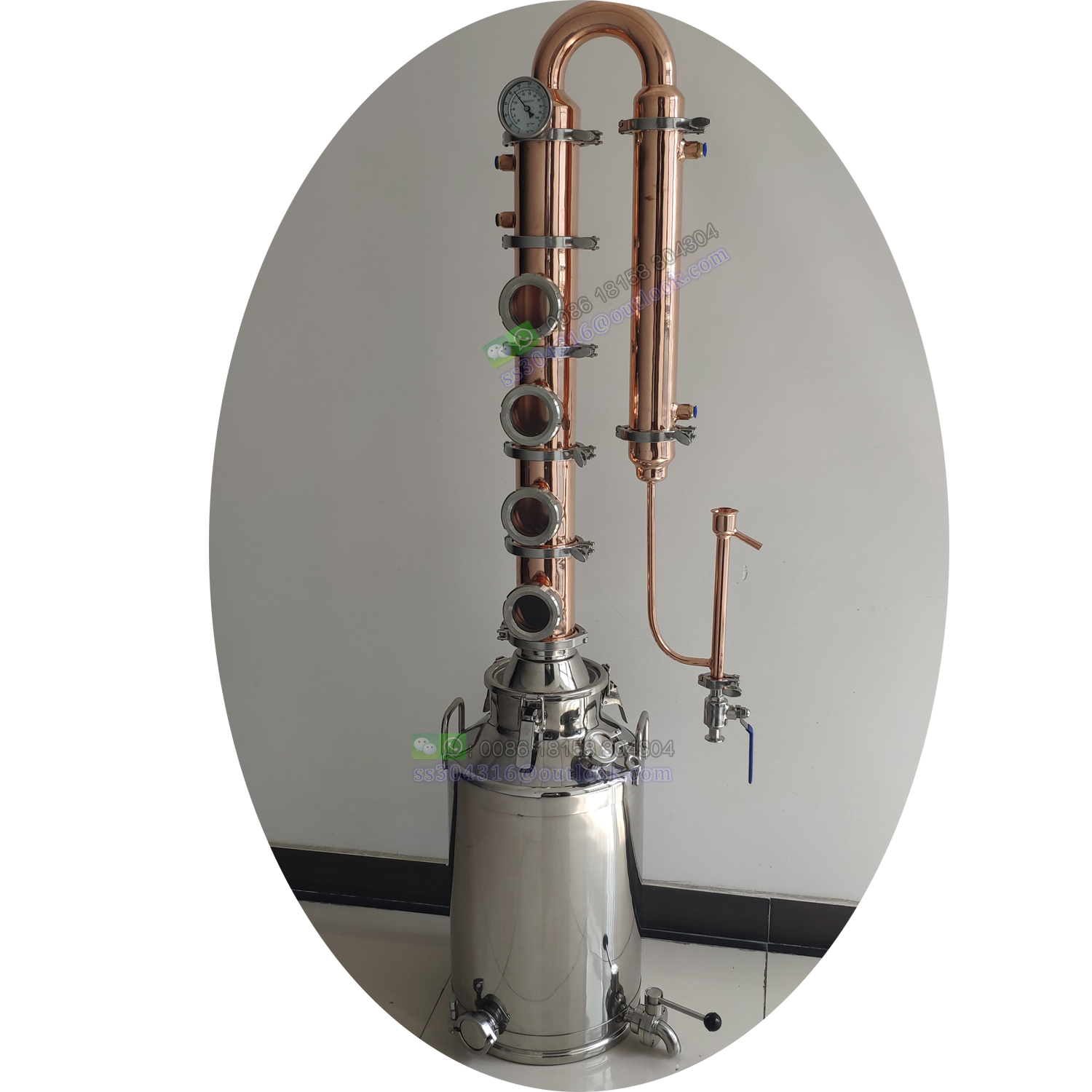 Красная медь/нержавеющая сталь Craft 50L мини домашнее пивоваренное оборудование спиртовой дистиллятор