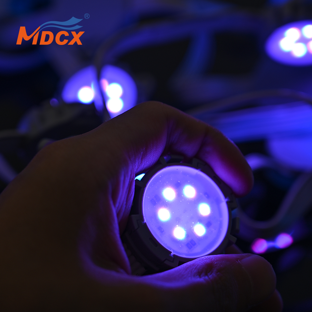 Круглая светодиодная Пиксельная лампа Наружное украшение DMX512 24 В RGB светодиодная Пиксельная точечная лампа