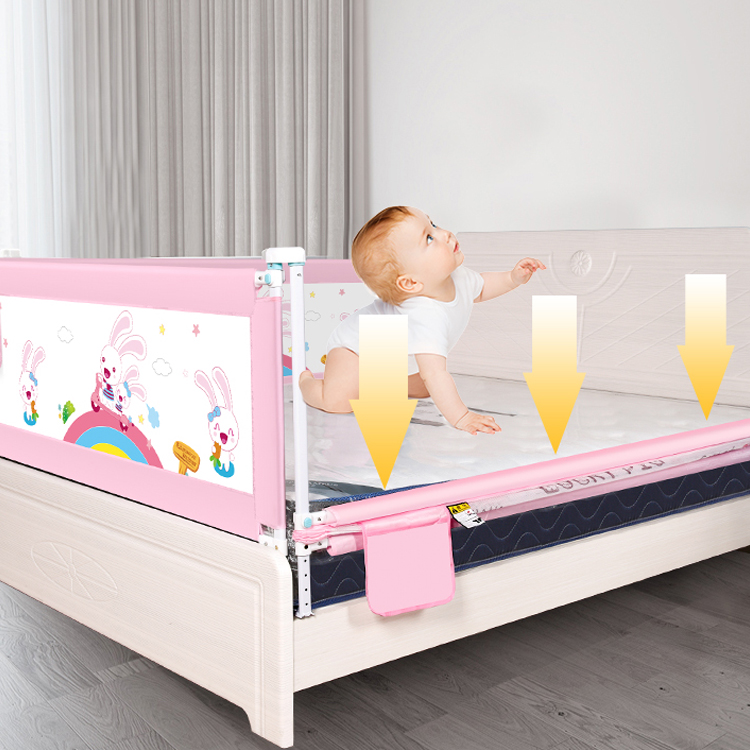 2021 adjustable height anti fall pressure gate protectors baby bed fence safety bedding crib bed rail Toddler's bed fence protec