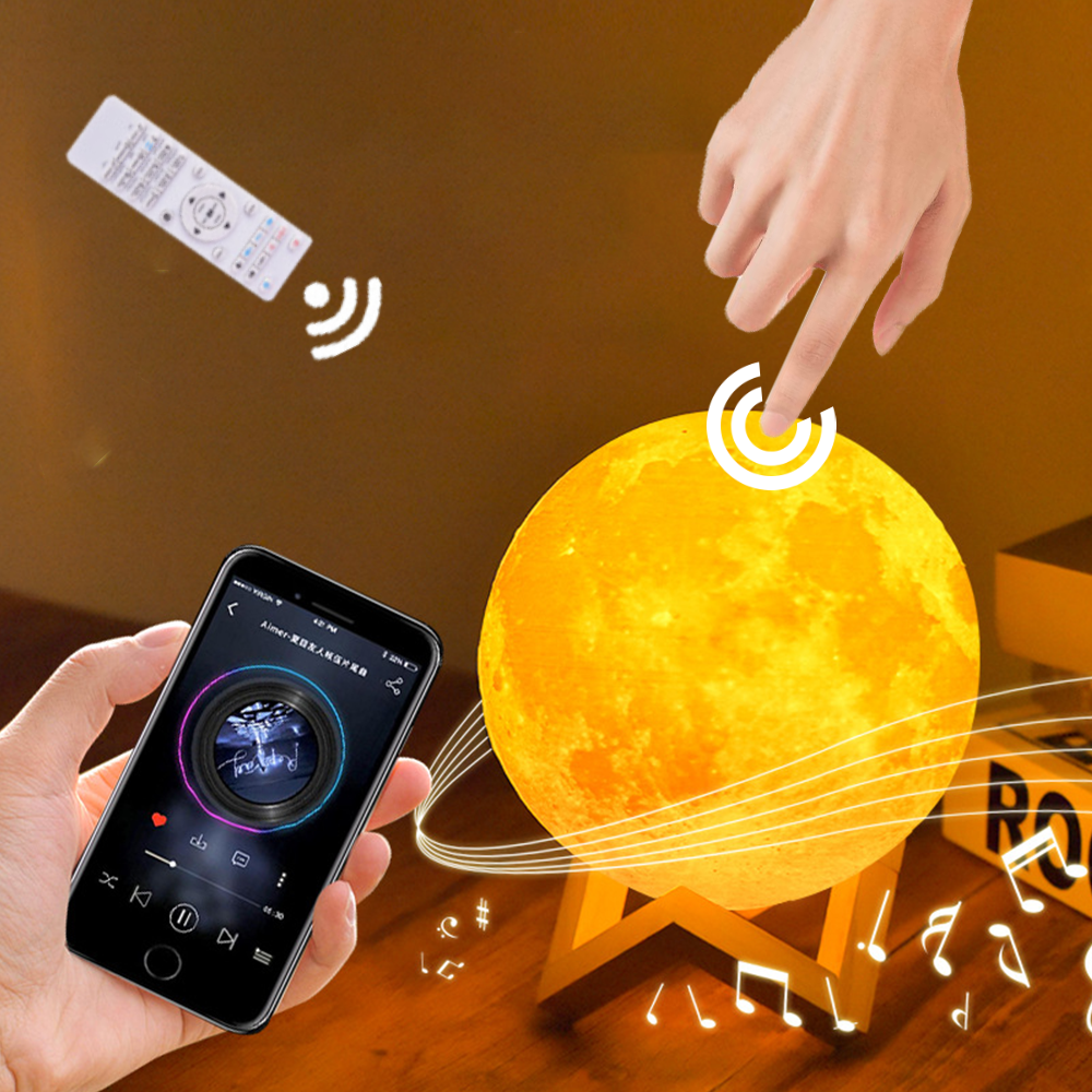 16 Colors 3D Starry Moon Light Lamp Quran Speaker 15/18CM Touch Control Digital Quran Player