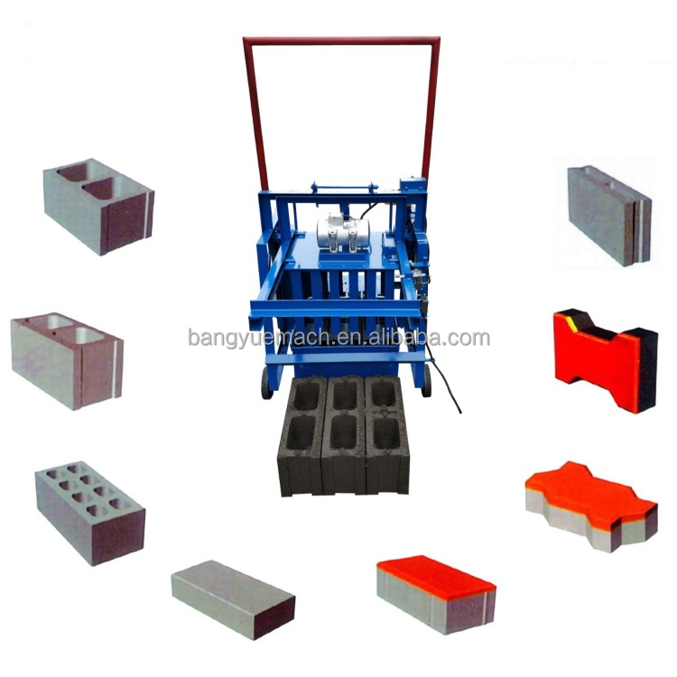 Newest mini brick making machine hand push small mobile brick making machine concrete hollow brick machine