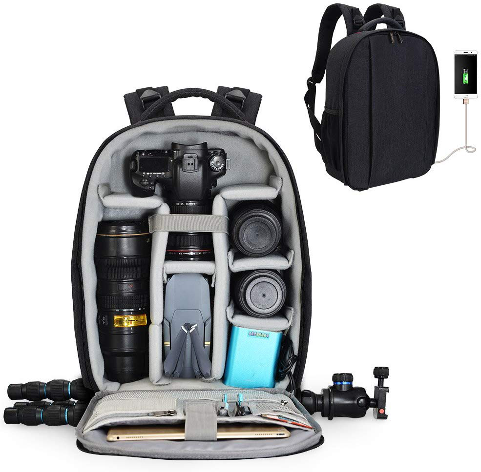 Профессиональный DSLR камера рюкзак сумка с зарядка через USB порты и разъёмы фотографии ноутбук для женщин мужчин