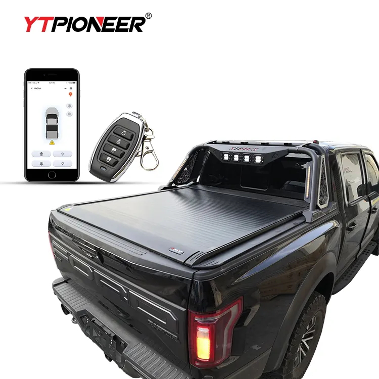 YTPIONEER Aluminum Hard Retractable Pickup Bed Cover Electric Tonneau Cover For Ford F150 Raptor 2009-2023