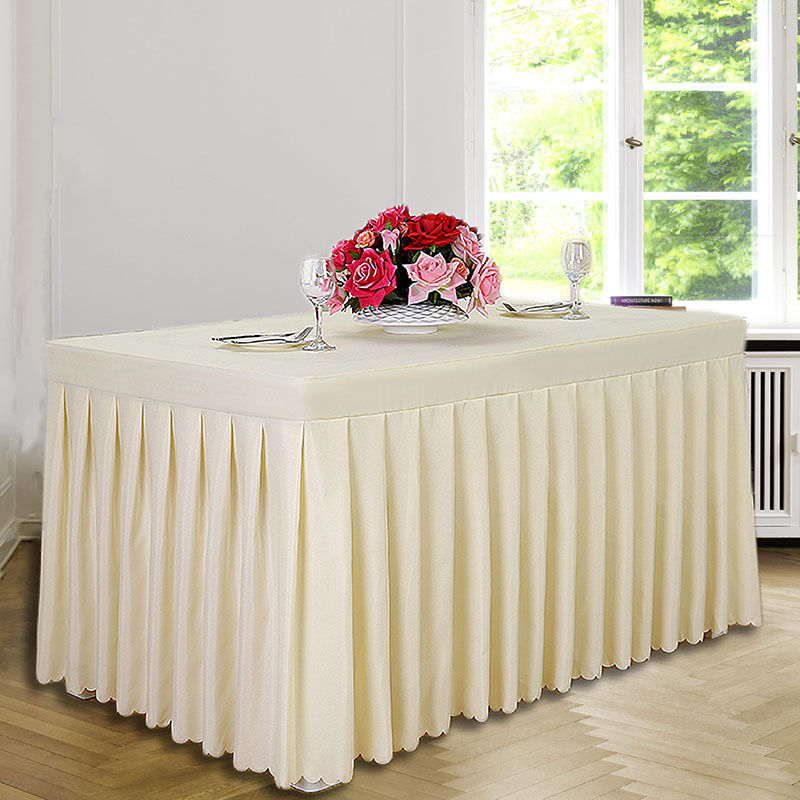Polyester Pleated Table Skirts for Wedding Banquet Party Decorations for Rectangle Tables burlap table skirt