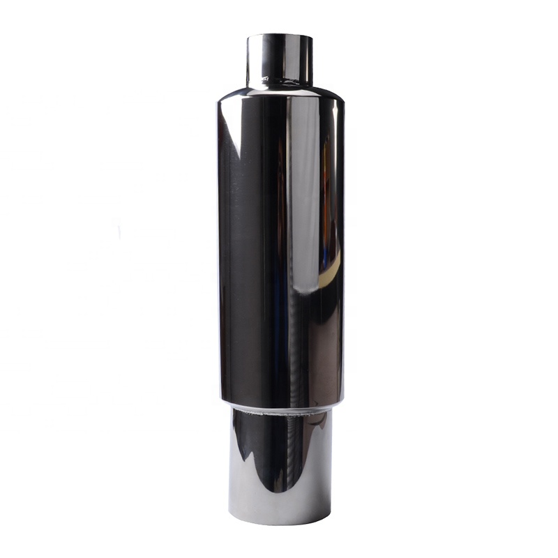 New Car Muffler 2.5" Inlet to 4" Outlet Polished Stainless Steel Exhaust Tip Silencer