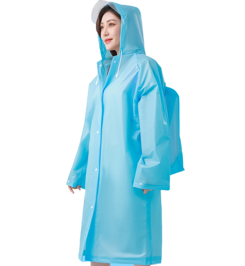 Blue Fashion plastic reusable PVC women raincoats