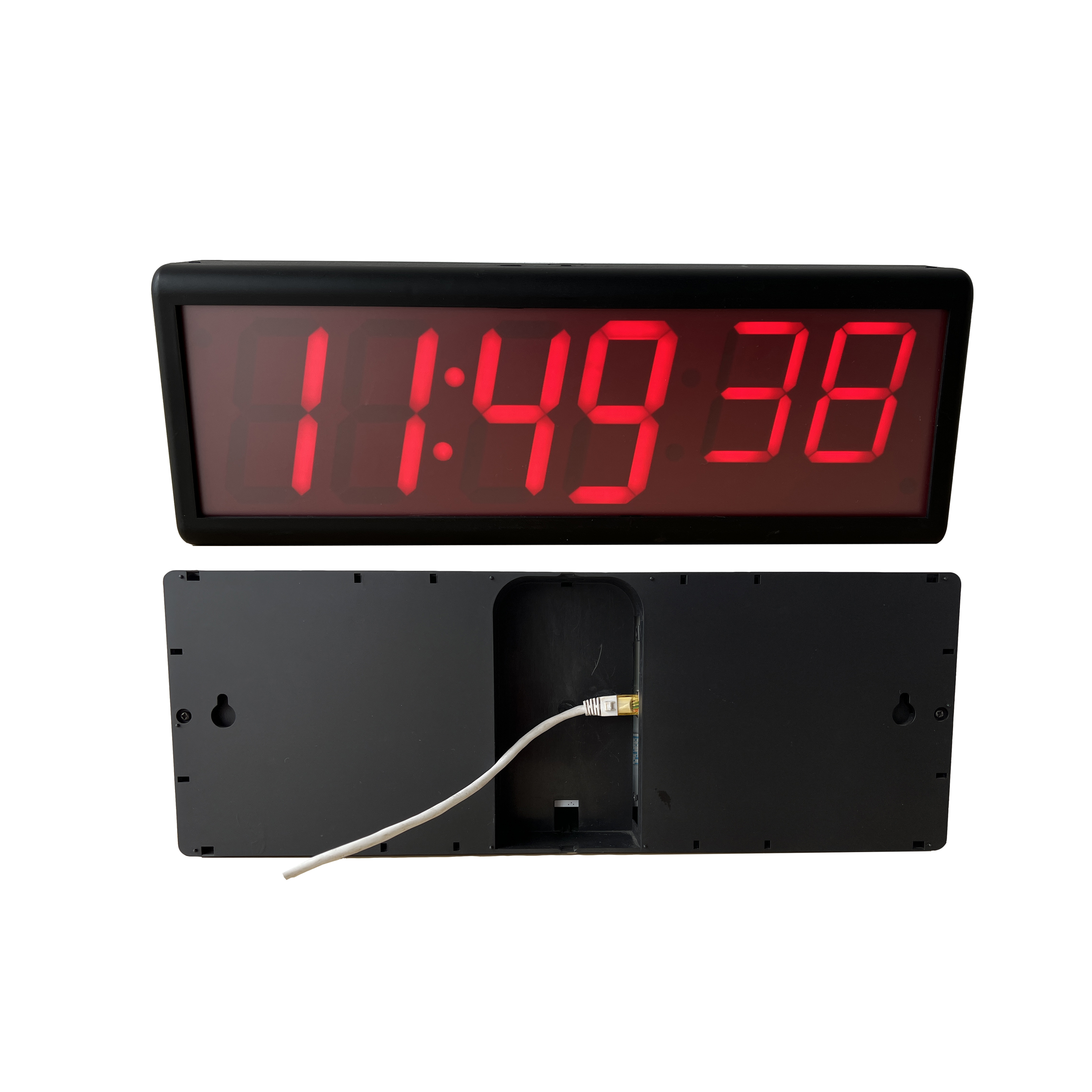 4 "красный светодиод, синхронизированные часы POE NTP, 6 цифр, HH: мм: ss, 3" ss, черный корпус