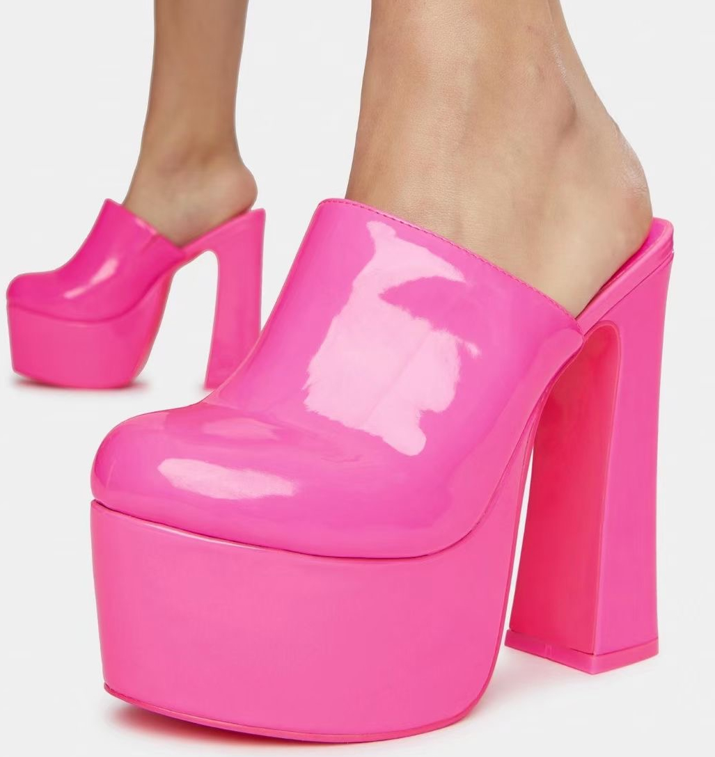 Women Pumps Shoes Rubber Waterproof High Heel Mules Shoes