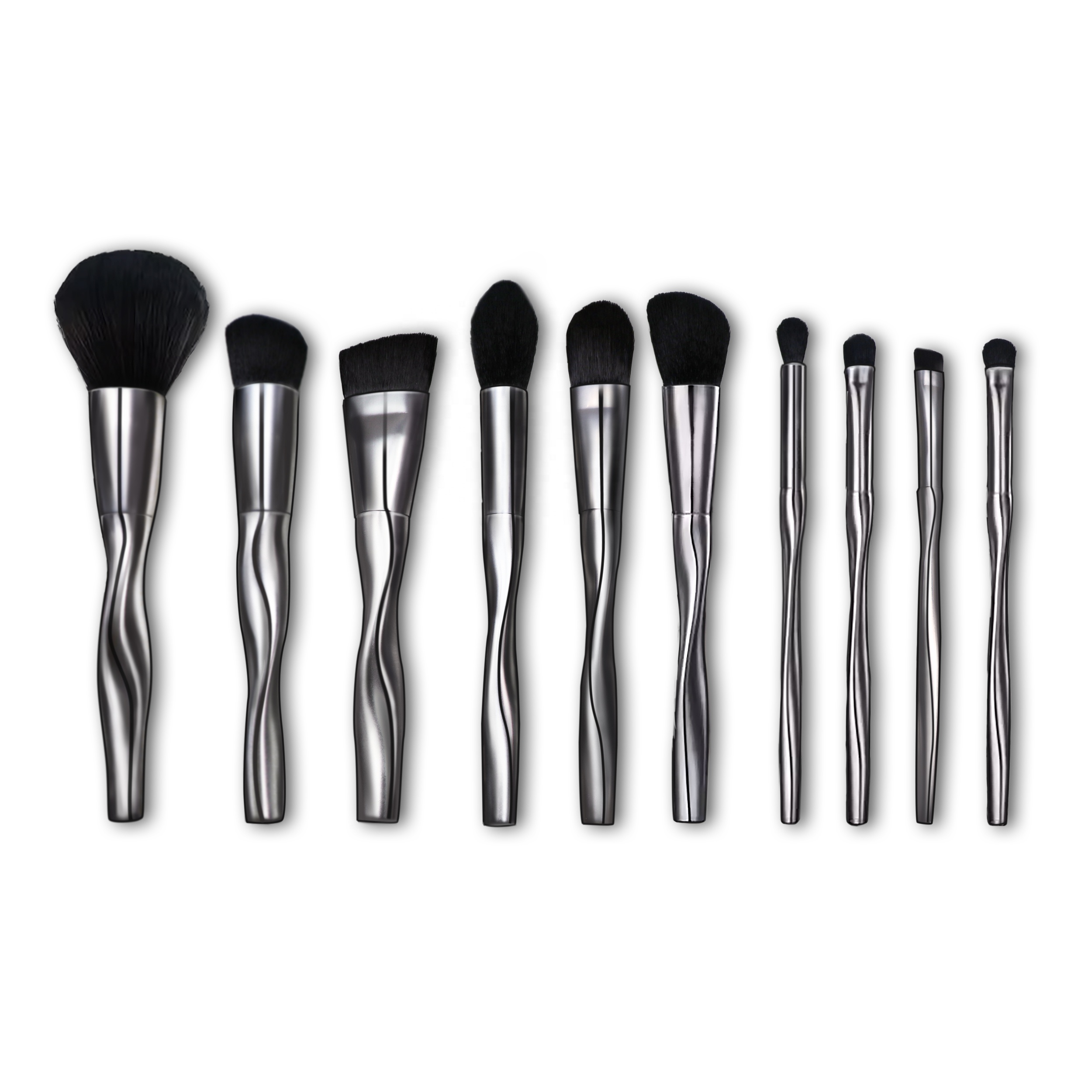 Private Label Black 10pcs Makeup Brush High End Make Up Brush Unbranded Makeup Brush Set With Bag