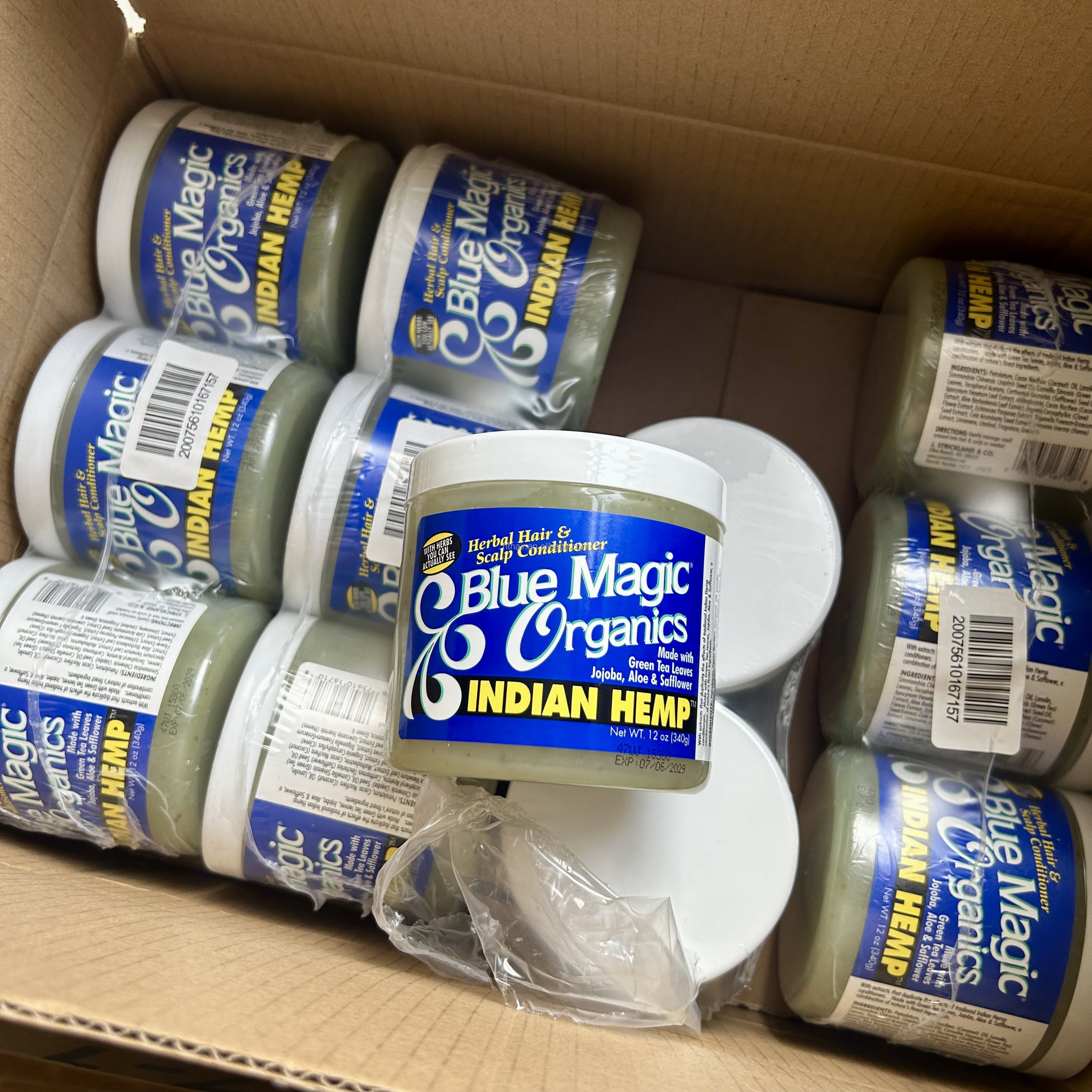 Wholesale Price 340g 12oz Herbal Organic Blue Magic Organics Indian Hemp, Anti Breakage Hair Food Hair and Scalp Conditioner