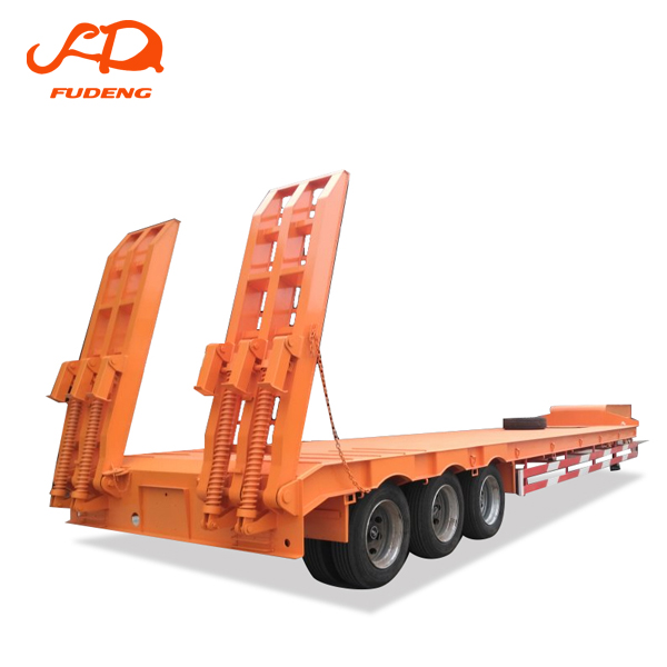 14m lowboy trailer truck 50 / 60 / 70 tons lowdeck semi trailer back loader lowbed truck trailer on sale