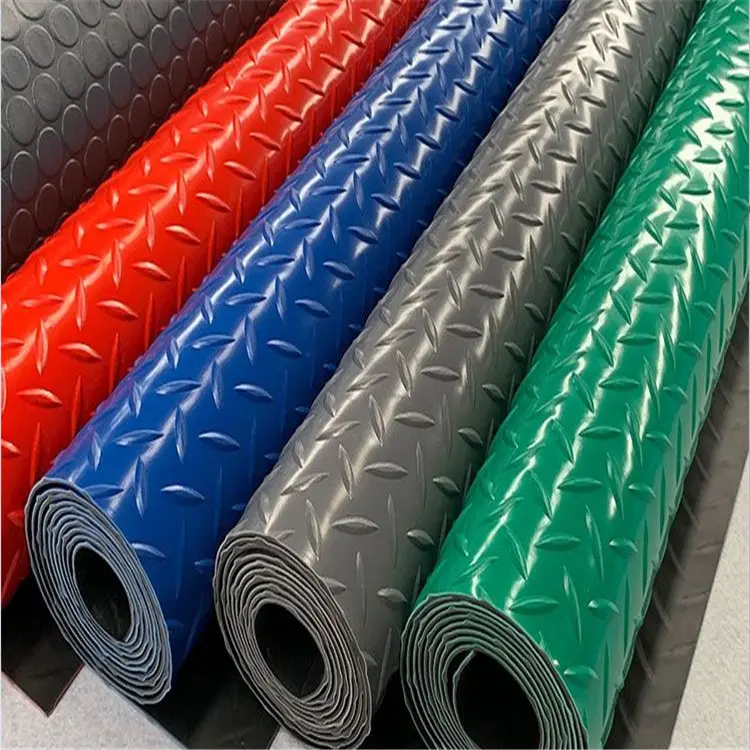 Industrial Commercial  Rubber Roll   Diamond Garage Floor Tile PVC Flooring