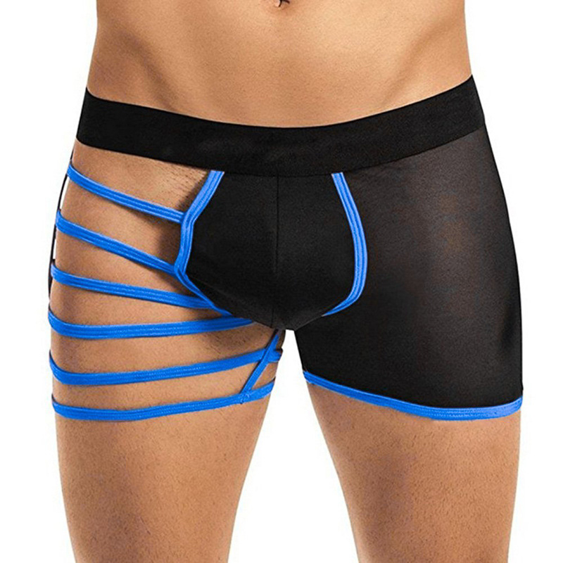 2021 Ice silk male underwear transparent mesh breathable hollow personality mens sexy underwear boxer Shorts