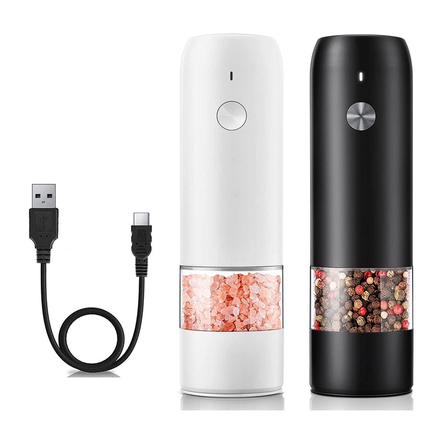 Перезаряжаемая через USB Автоматическая электрическая мельница для перца, регулируемая мельница для крупного перца и соли со светодиодной подсветкой