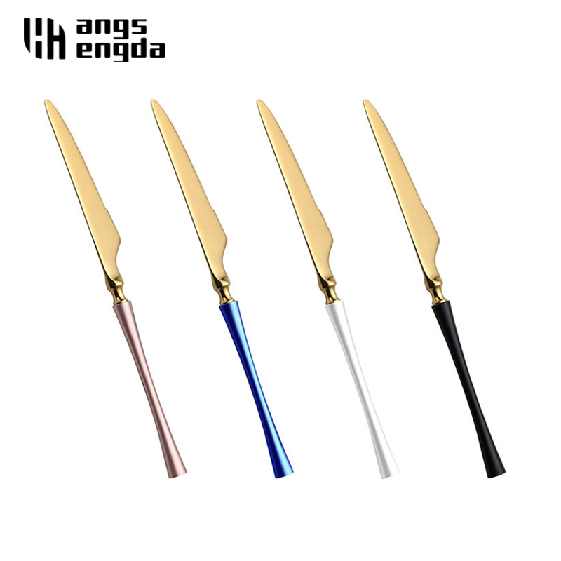 Luxury Royal family wholesale 340 stainless steel Small Waist portugal rose matte gold royal wedding gift cutlery knife